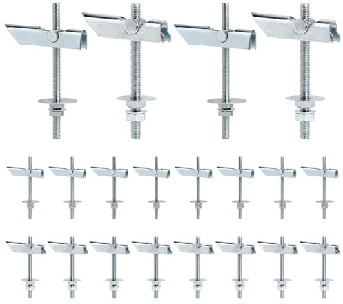SWAWIS 10pcs M6x100mm et 10pcs M8x100mm Chevilles à Bascule Poids | Lourd Cheville Parpaing Creux en Acier Galvanisé au Carbone pour Suspendre des Objets Lourds au Plafond ou Au mur