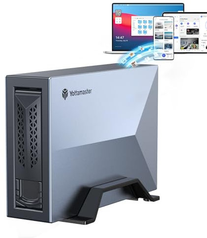 Yottamaster Enclosure Server NAS per 2.5/3.5 SATA HDD/SSD, Connessione APP Archiviazione di Rete NAS, 1GbE Porta, 1GB RAM DDR4, Samba e DLNA, Cloud Privato (Senza Disco) (DM3)