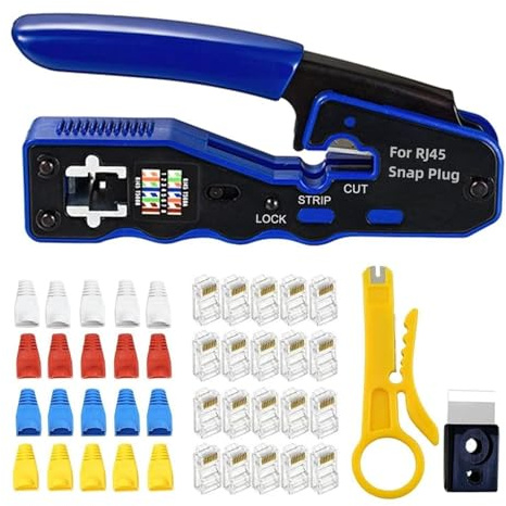 Kustimantu Ethernet-Kabel-Reparatur-Set, Ethernet-Kabel-Werkzeug, multifunktionales Werkzeug-Set für Ethernet-Kabel, Crimpzange für Ethernet-Kabel | Netzwerk-Werkzeugset