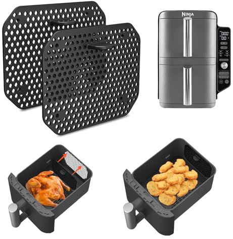 Pavlleen 2 Pack Grille Anti Projection en Silicone pour Air Fryer Ninja Double Stack XL SL400EU & SL300EU, Accessoires Réutilisables pour Ninja Foodi 9.5L, Protection Anti Éclaboussure et Graisse