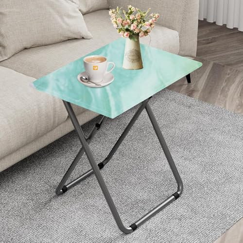 Folding Table, Folding Snack Table, TV Tray Tables, Balcony Foldable Tables, Outdoor CampingTable, SofaTable, SideTable, EndTable, Folding Computer Desk, LaptopTable for Living Room Bedroom (Blue)