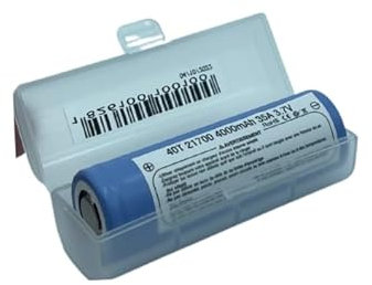 Accu INR 21700 4000mAh - 35A - 3,7v - Batería de Litio, Pila Recargable | Parte Superior Plana - Polo Positivo Plano | linternas, mandos, videoportero con Funda Protectora plástica (1 celda Flat-Top)