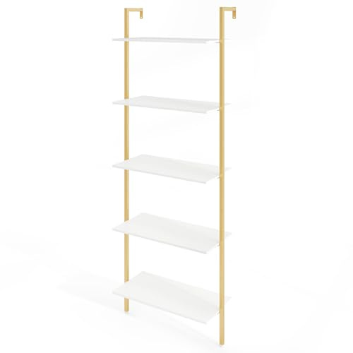 RELAX4LIFE Libreria Scaffale a Scala a 5 Ripiani, Scaffale Portaoggetti Salvaspazio per Soggiorno, Camera da Letto, Cucina e Studio, 64 × 30 × 178 cm
