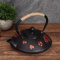 BAFOVY Tetera de Tetera de Hierro Fundido té té con Ergonómico y Boquilla Suave para la Casa de Casera 0.9l Patrón de Cereza Oriental Roja