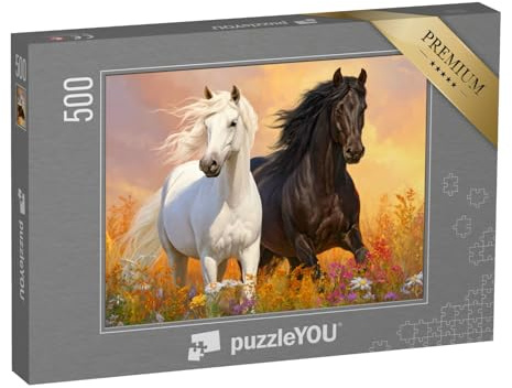 puzzleYOU: Puzzle 500 Teile „Black & White: Pferdeliebe“