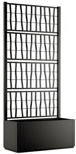 COSE DA CASA Fioriera alta cm 175 con vaso largo cm 80 Spalliera Grigliata separe' Grafite rampicante modulabile e componibile per Esterni Giardini Terrazze separatore ambienti locali commerciali
