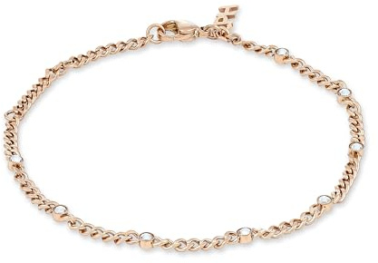 Copenhagen STUDIOS Armband Glittery - Damenarmband aus poliertem Edelstahl mit funkelnden Strasssteinen - verstellbare Länge - wasserfest
