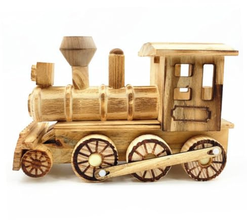 Holzlokomotive Retro Vintage als Schreibtischverzierung, 1 Stück | Khakifarben, Kreative Holzarbeiten, Dekoration für Zuhause und Kinderzimmer