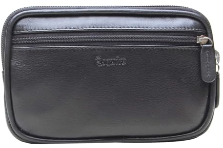 Esquire Leder Gürteltasche Duo 59 Belt Bag Black schwarz