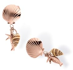 Purelei Ocean Crush Ohrringe für Damen, Ohrringe aus Edelstahl mit maritimen Anhängern, Seestern, echte Muschel und Fisch, Statement Ohrschmuck für Sommer, Urlaub und besondere Anlässe