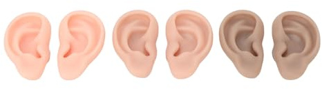 Hapivida Silikon Ohr Modell zum Üben, 3 Paar flexibles Ohr rechts weich weich für Kosmetik Training, 3 Farben