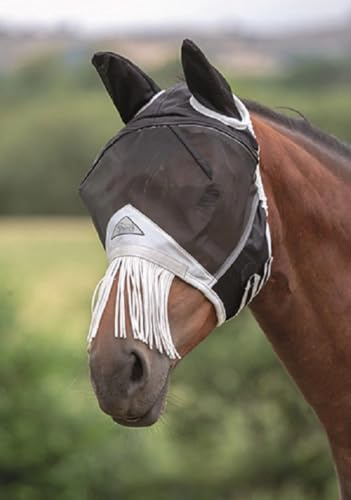 FINE MESH Fly MASK with Nose Fringe (Small Pony, Black)