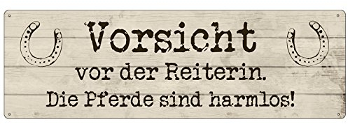 Interluxe METALLSCHILD Blechschild Vorsicht VOR DER Reiterin *DIE Pferde* Stall Reiterhof