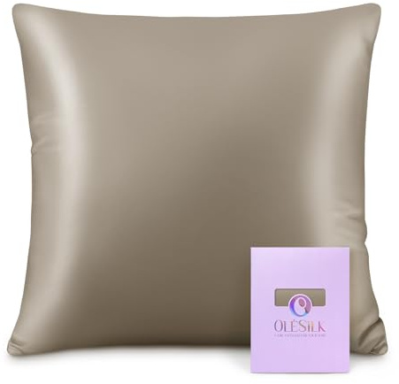 OLESILK Seide Kissenbezug Kissenhülle Haar- und Hautpflege mit Reißverschluss 16 Momme 1 Stück Taupe 65x65cm
