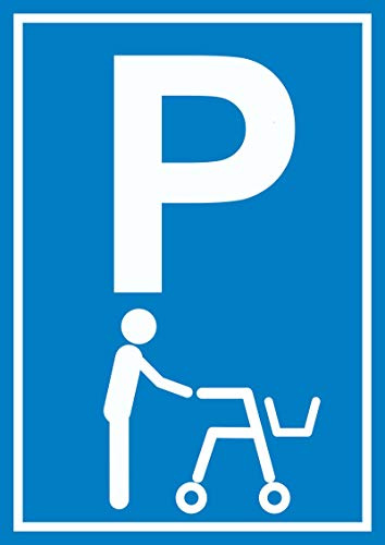 Rollator Parkplatz Schild Gehwagen Gehhilfe A5 Rückseite selbstklebend