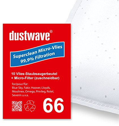 10 Sacchetti per aspirapolvere + filtro adatto per Hoover H58 H63 H64, TFS 5100 fino a 5299, Freespace, Sprint di dustwave® – Sacchetti per aspirapolvere Made in Germany