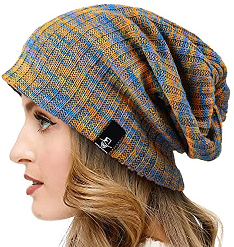 VECRY Damen Lässige Mütze Stricken Baskenmütze Gerippte Schädelkappe Winter Sommer Hüte (Multi Blau)