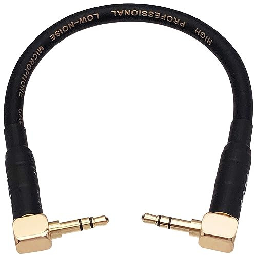 CESS-068 Short Audiophile Audio Cable 3.5mm TRS Right Angle Plug, 6-inch