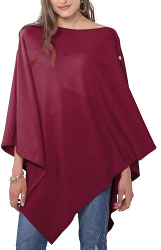 DiaryLook Kaschmir-Feeling gestrickter Poncho Damen Elegant, Langer Cape Damen Poncho für Frauen, weiche Knöpfe, Leichter Wickel Schal Cardigan für Frühling, Sommer, Winter Geschenk für Frauen