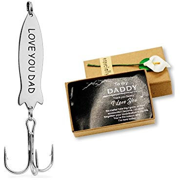 Stainless Steel Treble Fishhooks Fishing Circle Hooks with Gift Box for Men Christmas New Year Present Y630 (Love You DAD)