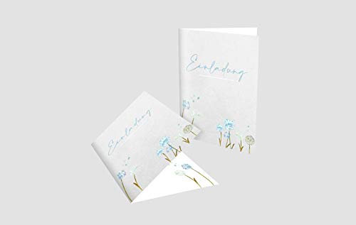 KartenKuss 10 x Einladung “Pusteblume” inkl. Umschläge | A6 Format | Floral, Blumen, Aquarell, Boho-Chic | Einladung Hochzeit, Geburtstag, Jubiläum