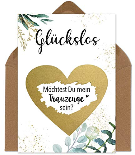 OWLBOOK Rubbelkarte Trauzeuge Fragen - Willst du mein Trauzeuge sein - Karte mit Rubbelherz Gold Geschenke Geschenkideen für Trauzeuge zur Hochzeit & Verlobung