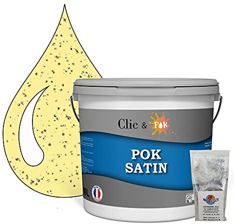 POK PAILLETTE : Peinture de Finition Acrylique Effet Pailleté Murs Intérieurs 10L - Jaune Pop-Corn