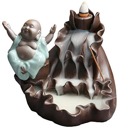 Siège d'encens Tour d'encens brûleur |Refoulement Porte Encens for Yoga Chambre ou Home Décor Décorations cadeau Statue Ornements Brûleur d'encens cascade