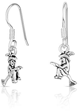 NKlaus Paar Hexe auf Besen Moriv Ohrhänger Damen 1g aus 925 Sterling Silber Gothic 4981