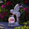 Flower Fairy Girl Luminous Resin Statue,Feenskulptur im Freien,Wasserdicht Solar Gartenfigur für außen,Sitzende Elfen Gartenfiguren,Solarleuchte Garten Blumenfee,Garten Solarfiguren Feen Statue (A)