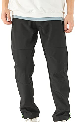 TONY BACKER Pantaloni Uomo Invernali Sci Trekking Impermeabile Antivento Escursione shoftshell Outdoor (IT, Testo, M, Regular, Regular, Nero)