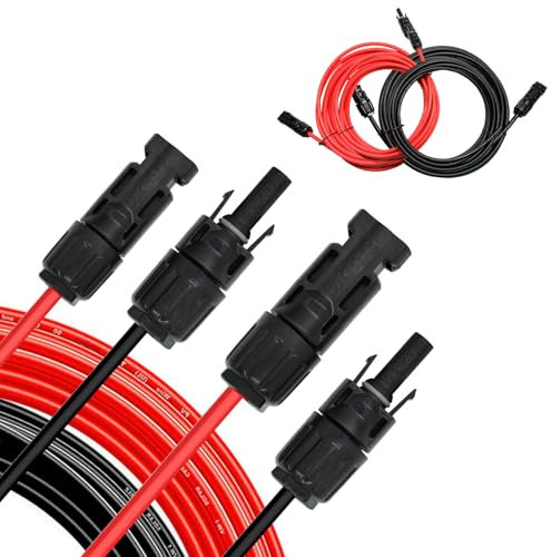 Witproton Solarkabel 6mm² 2x15m, Solarpanel Verlängerungskabel mit Wasserdichtem IP67 Solar Stecker, 1500V PV Kabel Verlängerung, für Photovoltaik Solaranlagen/Wohnmobile/Marine/Kraftwerke(15meter)