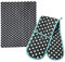 Dexam Polka Slate Grey Tea Towel & Double Oven Glove Set