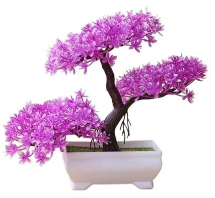 HXSCOO Künstlicher Bonsai Natürlicher realistischer einladender Kiefernbonsai aus Kunststoff for die Hochzeit (Color : Rose Red)