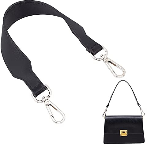WADORN 41.8cm Kurzer Echtem Leder Handtaschen-Griffband 3.5cm Breit Schwarz | leder geldbörsengriff ersatz;für taschenherstellung;breite kupplungsriemen;für umhängetasche tote laptoptasche aktentasche