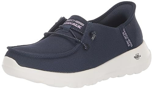 Skechers Go Walk Joy Moc - Zapatillas informales tipo mocasín para mujer, sin cordones, fáciles de calzar sin usar las manos, azul marino/lavanda, 36 EU
