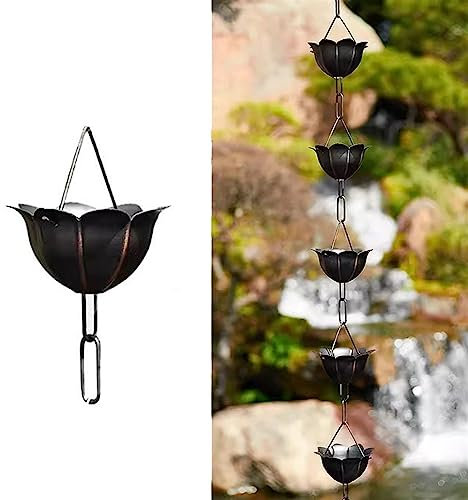 RENLXFI Rain Chain Copper, Japanese Style Rain Water Catcher Display for Pergola Roof House Yard Patio Outdoor, Hanging Rain Chimes Kit (Size : 1m/3.3ft)