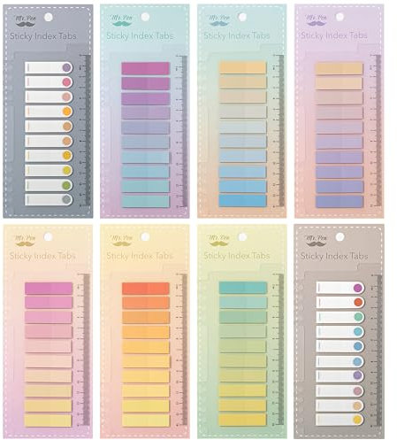 Mr. Pen- Sticky Tabs, 1600 Pcs, Colorful Book Tabs, Transparent Sticky Tabs for Books
