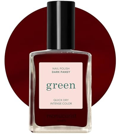 MANUCURIST • Green Bordeauxroter Nagellack • Klassischer 9-Free Nagellack • Vegan und bio-basiert (65%) • Professionelle Maniküre • 15ml (DARK PANSY)