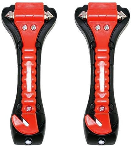 2 Pack Car Safety Hammer with Sharp Seat Belt Cutter Car Window Breaker & Seatbelt Cutter Emergency Car Hammer for Break Glass with Ease