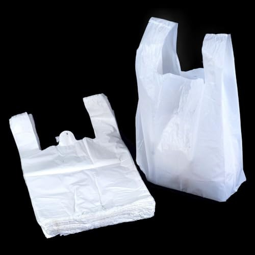 100 X Efforias White Medium Carrier Bags 10 X 15 X 18 - Plastic Carrier Bags Heavy Duty Vest Carrier Bags