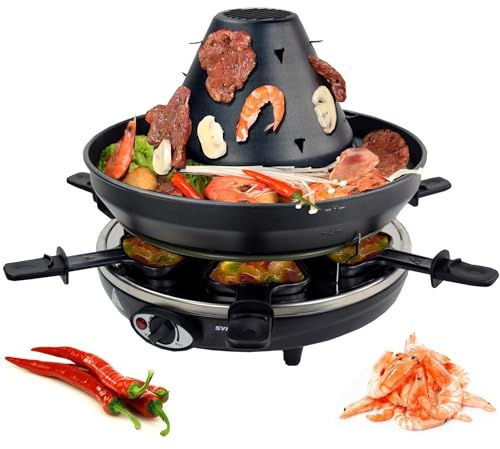 Syntrox Tatarenhut für 6 Personen, Multifunktionaler Tischgrill, Antihaftbeschichtung Grill, Geselliges Grillvergnügen, 1500 Watt, Leichte Reinigung