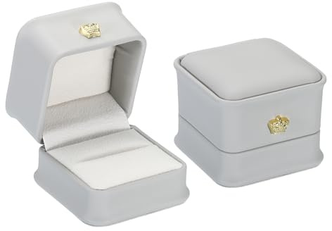 PATIKIL Velvet Ring Box, 2 Pack Wedding Ring Box Vintage Jewelry Holder for Engagement Proposal Ceremony Anniversary Style 4, Gray