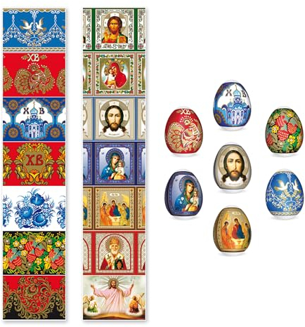 OFXDD Othtodox Ostereier-Schrumpffolien für Pysanka – ukrainisches Thermo-Ostereier-Dekorationsset – traditionelle Eierhüllen Ostern, 2 Stück