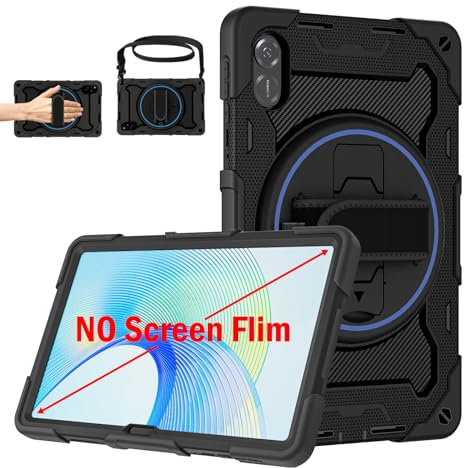 ROISKIN Honor Pad X9 29.2 cm 2023: Funda resistente para tablet Honor Pad X8 Pro con soporte giratorio, correa de mano/hombro y soporte para bolígrafo, color negro