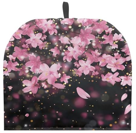 TOADDMOS Pink Cherry Floral Teapot Cosies Warmer, Kitchen Tabletop Teapot Dust Cover, Insulated Tea Cozy for Teapots Decorations