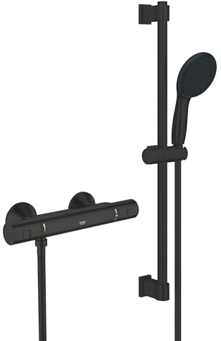 Grohe Conjunto de ducha termostático Precision Start 1/2, 1 chorro, Negro Mate, 345972431