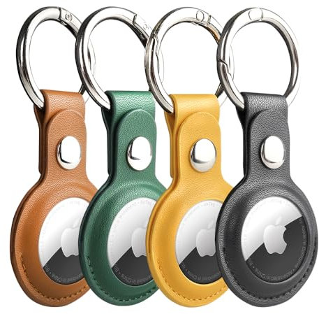 JESWO 4-Pack Portachiavi AirTag, Porta per AirTag Apple, porta airtag, design a pulsante per chiavi, bagagli, zaini o collari per animali domestici