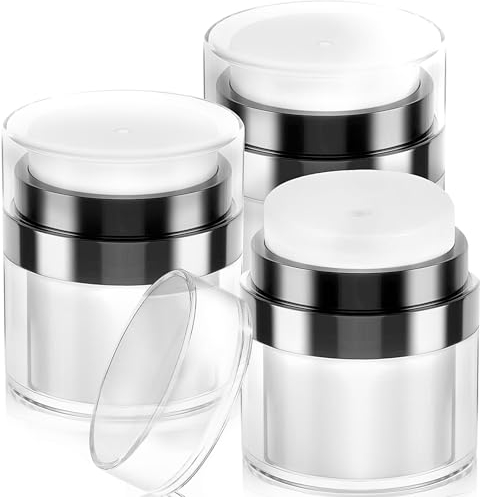 Snarflun 3 Pièces Pot Vide Cosmétiques Sans Air, 30/30/50 ml Distributeur Creme Solaire, Flacon Voyage Accessoires, Flacon Pompe Vide Portable pour Crème, Lotion pour Voyage à Domicile