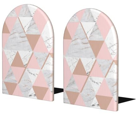 Triangle Rose Blanc, Lot de 2 Serre-Livres étagère drôle Bois Bouchon de Livre Serre-Livres Support de Livre et Support